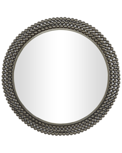 Cosmoliving By Cosmopolitan Black Metal Wall Mirror With Beaded Detailing