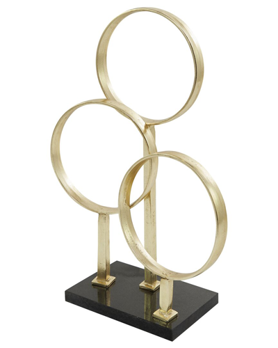 Cosmoliving By Cosmopolitan Abstract Gold Aluminum 3 Rings Sculpture With Black Base