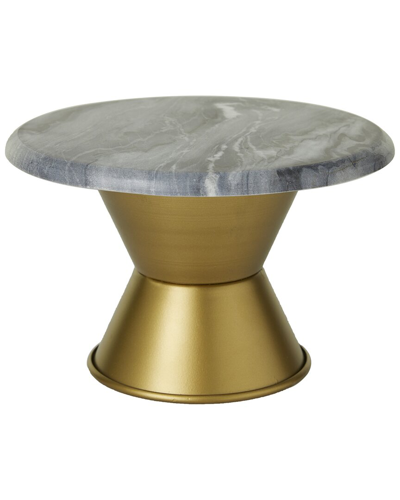 Cosmoliving By Cosmopolitan Grey Ceramic Cake Stand With Gold Base