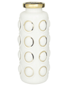 Cosmoliving By Cosmopolitan White Ceramic Vase With Gold Circle Accents In White