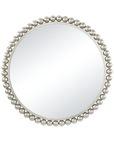 Cosmoliving By Cosmopolitan Silver Metal Wall Mirror With Bead Detailing