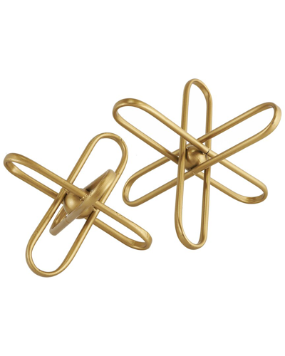 Cosmoliving By Cosmopolitan Set Of 2 Geometric Gold Metal Sculpture With Paper Clip Accents