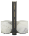COSMOLIVING BY COSMOPOLITAN COSMOLIVING BY COSMOPOLITAN SET OF 2 GEOMETRIC WHITE MARBLE BLOCK BOOKENDS