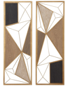 COSMOLIVING BY COSMOPOLITAN COSMOLIVING BY COSMOPOLITAN SET OF 2 GEOMETRIC BROWN METAL WALL DECOR WITH BLACK AND GOLD ACCENTS