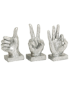 COSMOLIVING BY COSMOPOLITAN COSMOLIVING BY COSMOPOLITAN SET OF 3 HANDS SILVER POLYSTONE SCULPTURE