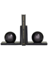 Cosmoliving By Cosmopolitan Set Of 2 Black Marble Orb Bookends In Black