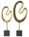 COSMOLIVING BY COSMOPOLITAN COSMOLIVING BY COSMOPOLITAN SET OF 2 ABSTRACT GOLD MARBLE SCULPTURE WITH BLACK BASE