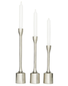 Cosmoliving By Cosmopolitan Set Of 3 Silver Aluminum Tapered Candle Holder In Silver
