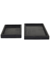 COSMOLIVING BY COSMOPOLITAN COSMOLIVING BY COSMOPOLITAN SET OF 2 BLACK MARBLE TRAY WITH RAISED BORDER