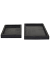 Cosmoliving By Cosmopolitan Set Of 2 Black Marble Tray With Raised Border In Black