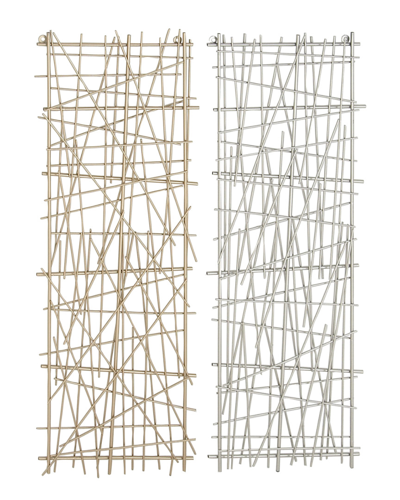 Cosmoliving By Cosmopolitan Set Of 2 Geometric Multi Colored Metal Overlapping Lines Wall Decor