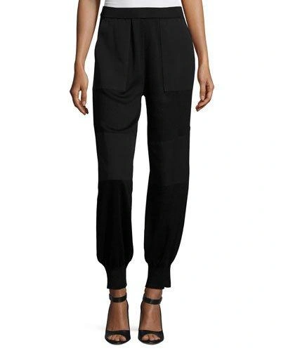 Misook Collection Contrast Panel Stretch Jogger Pants, Plus Size In Black