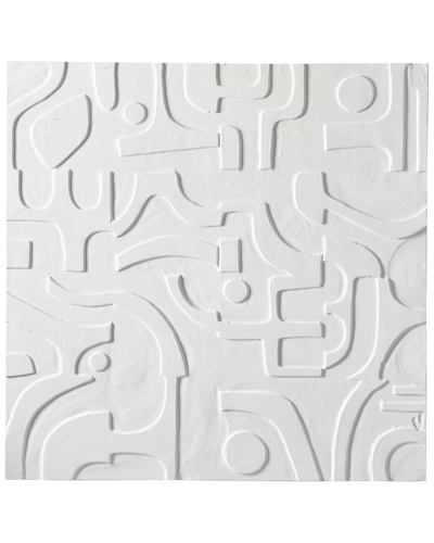 Cosmoliving By Cosmopolitan Geometric White Wood Intricately Carved Wall Decor