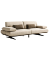 Pasargad Home Delano Beige Faux Suede Sofa With Sliding Backrest And Armrest In Beige