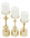 Cosmoliving By Cosmopolitan Set Of 3 Gold Aluminum Pillar Candle Holder In Gold