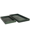 COSMOLIVING BY COSMOPOLITAN COSMOLIVING BY COSMOPOLITAN SET OF 2 GREEN MARBLE TRAY WITH RAISED BORDER