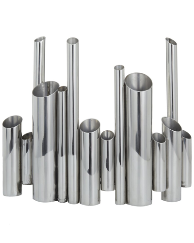 Cosmoliving By Cosmopolitan Silver Stainless Steel Organ Pipe Tube Vase