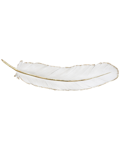Cosmoliving By Cosmopolitan Bird White Polystone Feather Wall Decor