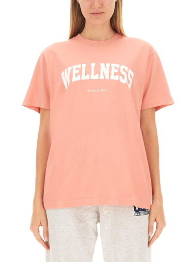 Sporty And Rich Logo Print T-shirt In Pink