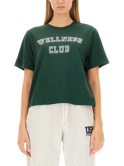 Sporty And Rich Cotton Cropped T-shirt In Green