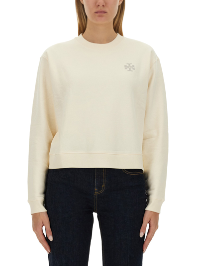 Tory Burch Heavy French Terry Sweatshirt In Ivory