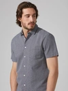 FRANK + OAK Jacquard-Cotton Short-Sleeve Shirt In Navy,101592
