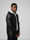 FRANK + OAK Lightweight Leather Hoodie In Black,88550