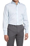 Lorenzo Uomo Trim Fit Textured Microgrid Dress Shirt In Mint