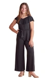 Un Deux Trois Kids' Flutter Sleeve Jumpsuit In Black