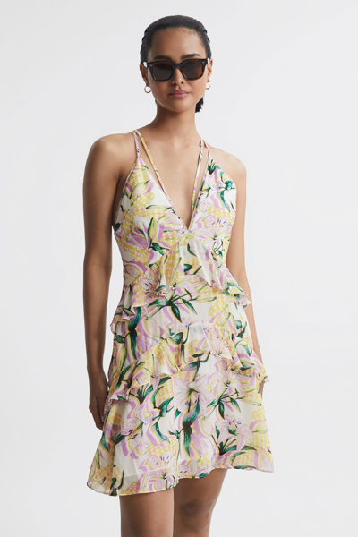 Reiss Andi - Yellow Floral Strappy Mini Dress, Us 12