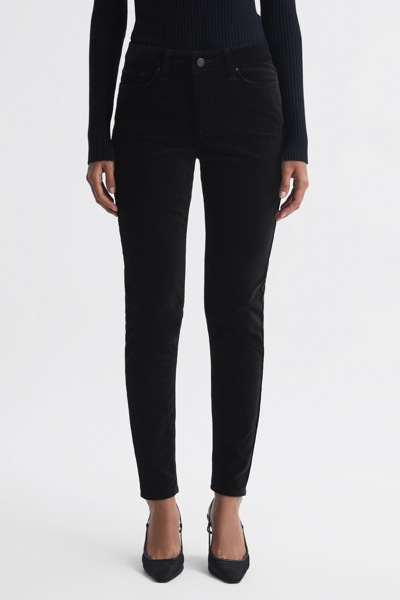 Reiss Velvet - Black Lux Velvet Mid Rise Skinny Jeans, Uk 28 R