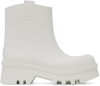 Chloé Rounded Toe Embossed Logo Fabric Detail Boots In 101 White