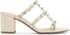 Valentino Off-white Rockstud Heeled Sandals In I16 Light Ivory