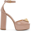 Valentino Beige One Stud Platform Heels In Gf9 Rose Cannelle