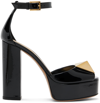 Valentino Black One Stud Platform Heels In 0no Nero
