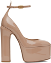 VALENTINO GARAVANI BEIGE TAN-GO 155 PLATFORM PUMPS