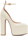 Valentino Tan-go 155 Platform Pumps In Patent Leather In I16 Light Ivory