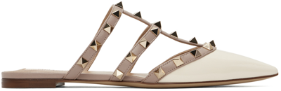 Valentino Garavani Off-white & Pink Rockstud Mules In L62 Light Ivory/poud