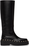 VALENTINO GARAVANI BLACK ROCKSTUD M-WAY BOOTS