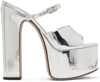 Valentino Tan-go 155 Mirrored-leather Platform Mules In S13 Silver