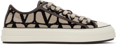 Valentino Garavani Beige & Black Totaloop Sneakers In 6zn Naturale/nero