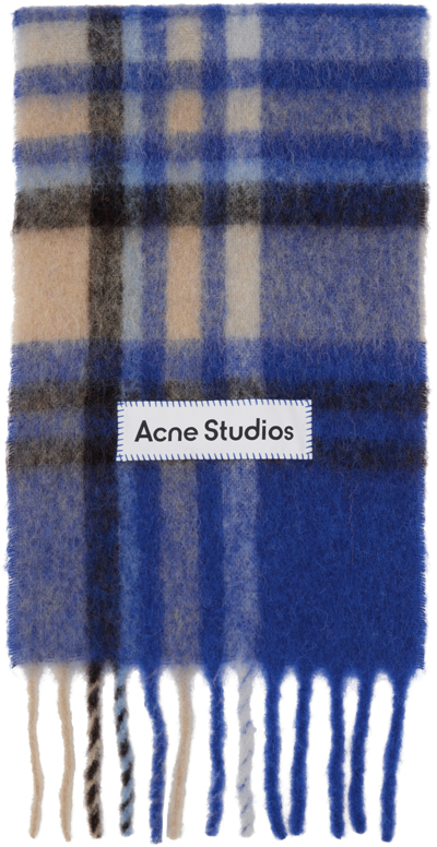 Acne Studios Fringed Scarf In Electric_blue_beige