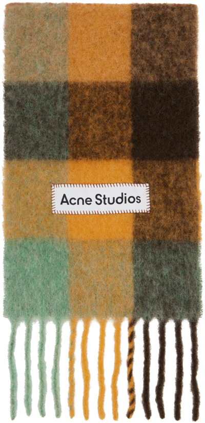 Acne Studios Scarf In Chestnut Brown  Yellow  & Green