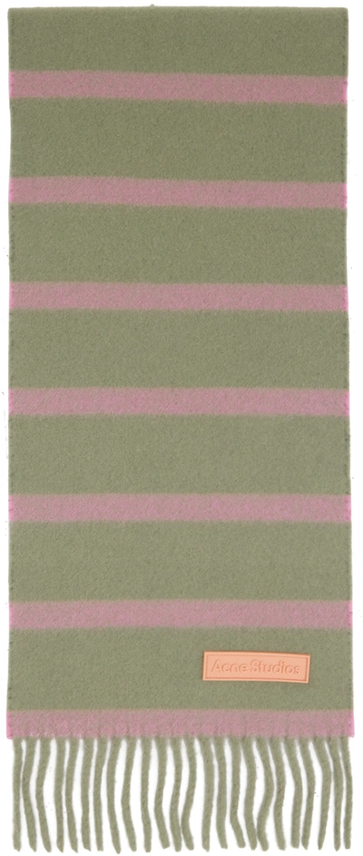 Acne Studios Green & Pink Striped Scarf In Ans Grey/pink