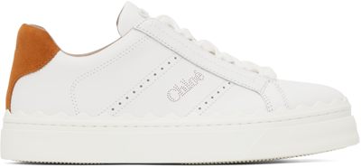 Chloé White & Orange Lauren Sneakers In 25u Safari Brown