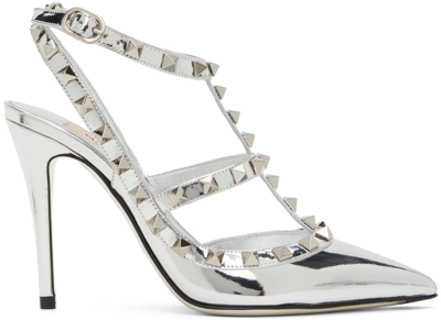 Valentino Garavani Silver Rockstud Pumps In S13 Silver