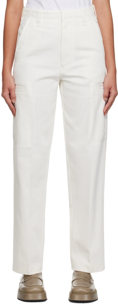 Ami Alexandre Mattiussi White Welt Pocket Trousers In 168 Natural White
