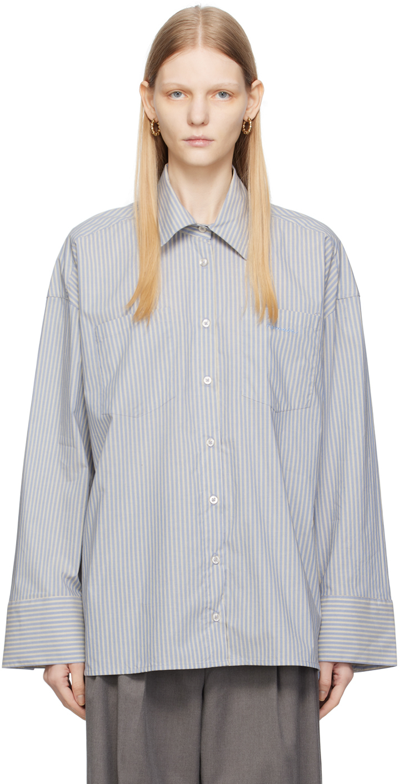 Remain Birger Christensen Remain Poplin Oversized Shirt Striped In Blue