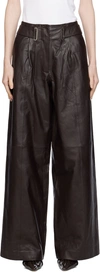 Remain Birger Christensen Brown Wide Eyelet Leather Trousers In 19-0915 Coffee Bean