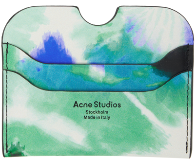 Acne Studios Green Stamp Card Holder In Afy Blue/green